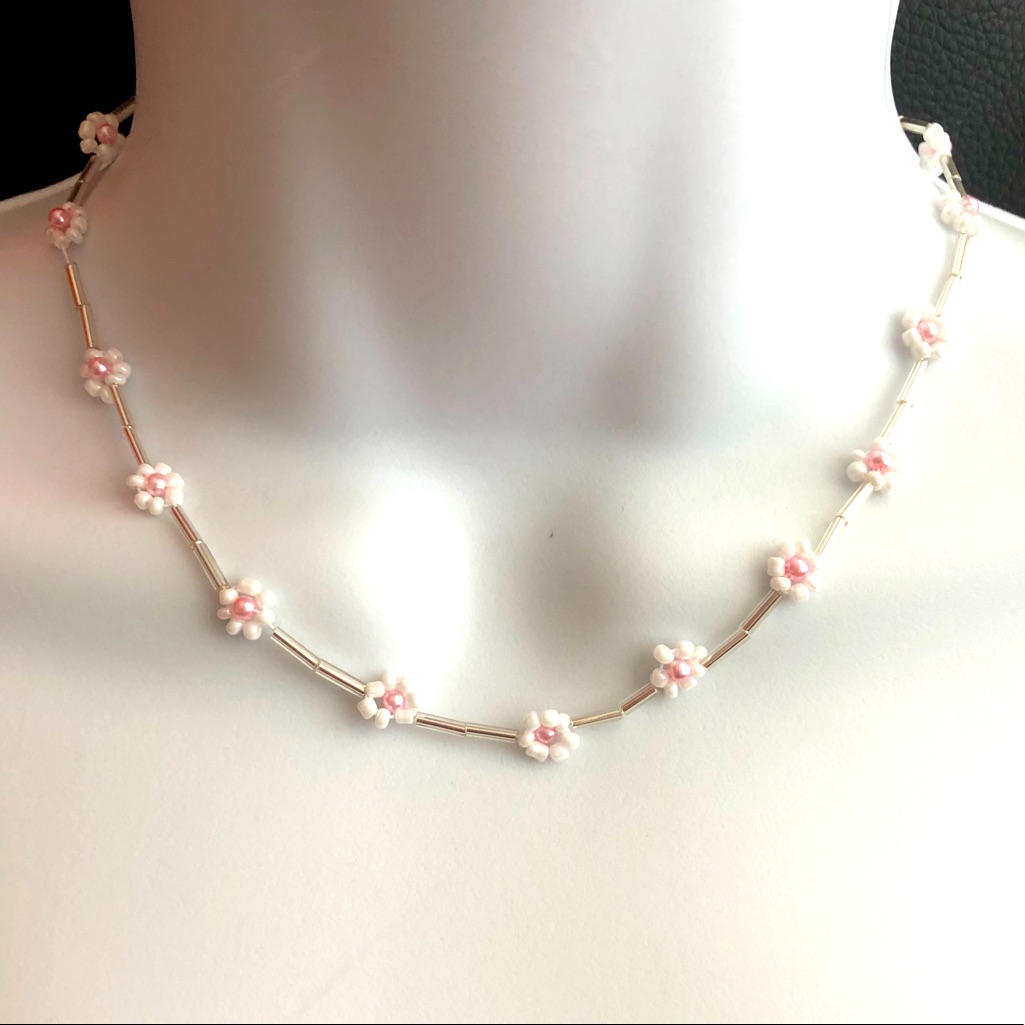 Flower Beaded Choker Necklace